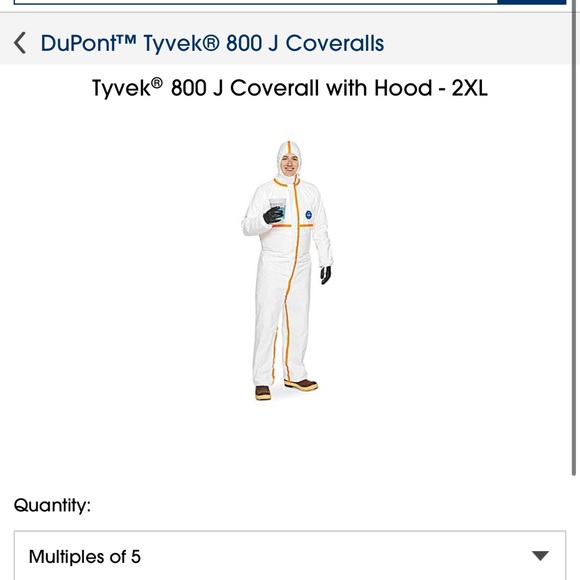 2XL Protective Clothing by Dupont Tyvek / Protection Level: CAT 3. - Picture 2 of 2